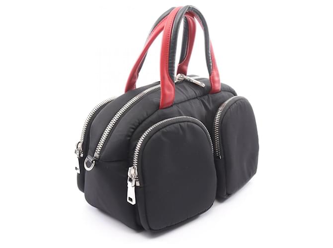 Prada Triangle Logo 2-Way Handtasche Schwarz Rot - Ansicht 2