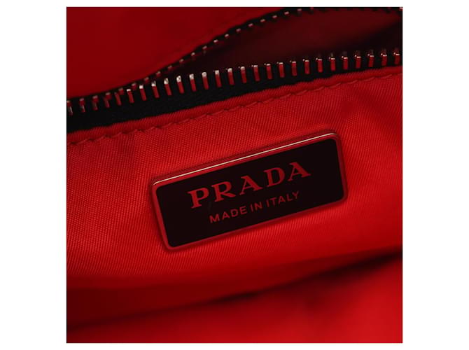 Prada Triangle Logo 2-Way Handtasche Schwarz Rot - Ansicht 4