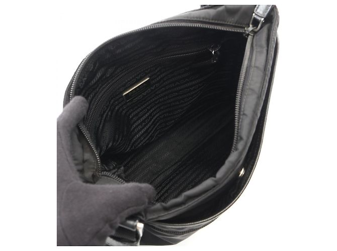 Borsa a tracolla in pelle Saffiano e nylon Prada Nero - vista 3