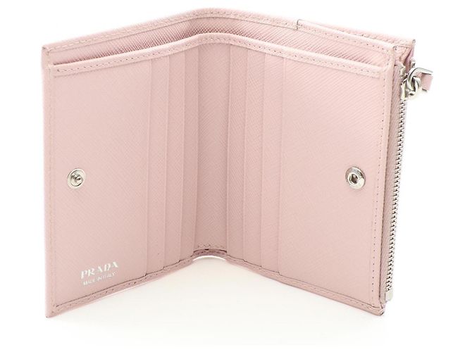 Prada Saffiano Triang Bi-Fold Wallet Pink - Ansicht 3