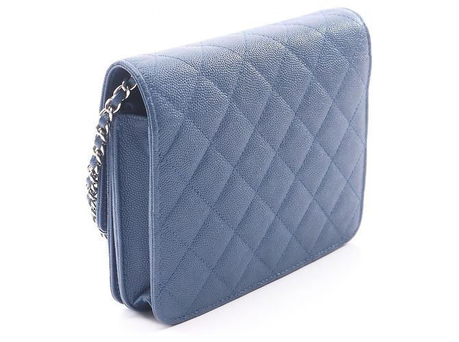 Borsa a Spalla Chanel Matelassé Chain Blu - vista 2