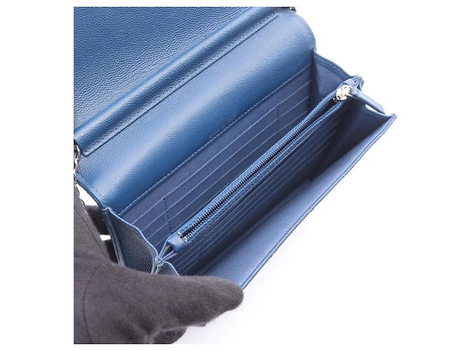 Borsa a Spalla Chanel Matelassé Chain Blu - vista 3