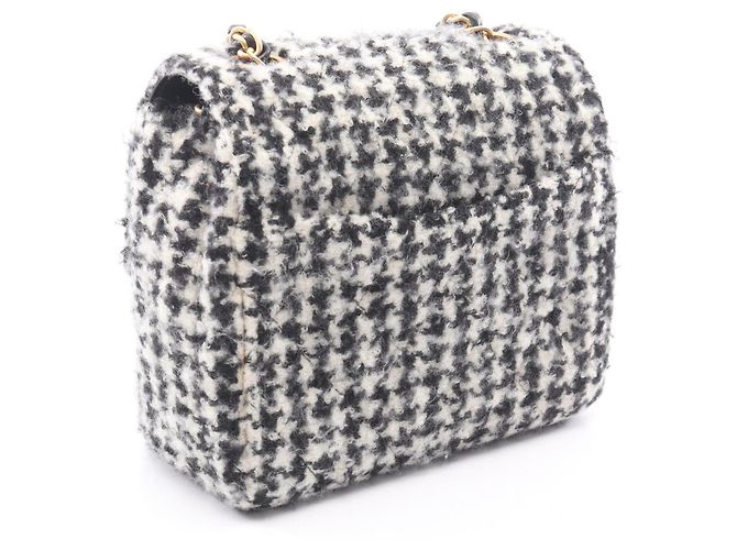 Borsa a Spalla Chanel Matelassé Houndstooth Nero Bianco - vista 2