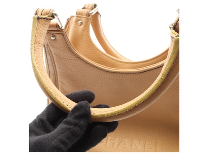 Borsa Chanel beige in pelle caviar - vista 7