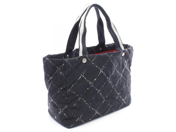 Borsa Tote Chanel Old Travel Line Nero Bianco - vista 2