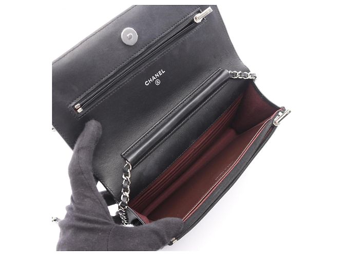 Borsa a tracolla Chanel Matelassé in agnello Nero - vista 3