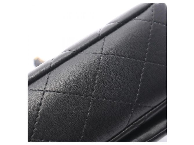 Borsa a tracolla Chanel Matelassé in pelle di agnello nera Nero - vista 8