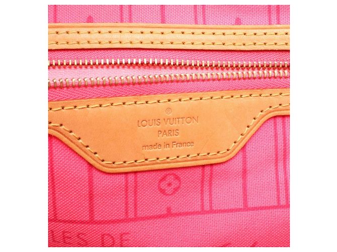 Borsa Tote Louis Vuitton Neverfull MM Marrone Rosa Multicolore Monogramma - vista 4