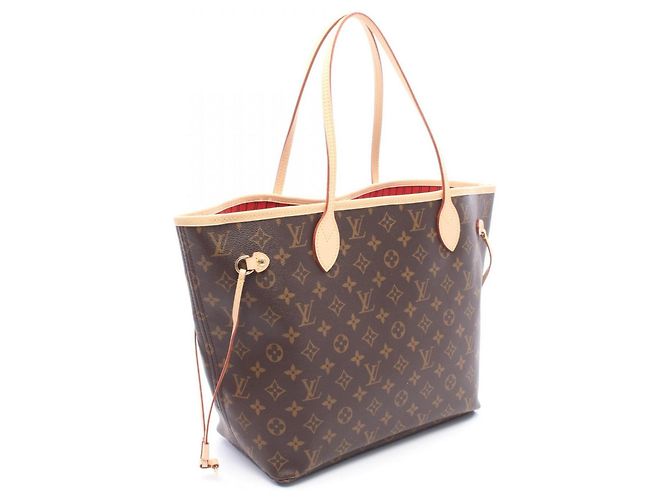 Borsa Tote Louis Vuitton Neverfull MM Marrone Fuschia - vista 2
