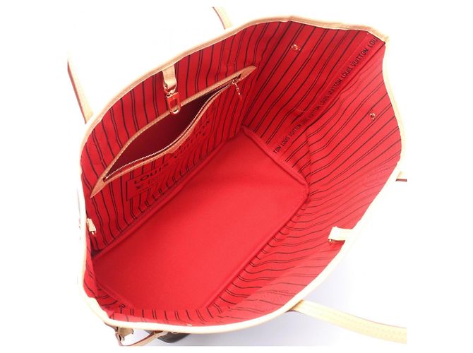Borsa Tote Louis Vuitton Neverfull MM Marrone Fuschia - vista 3