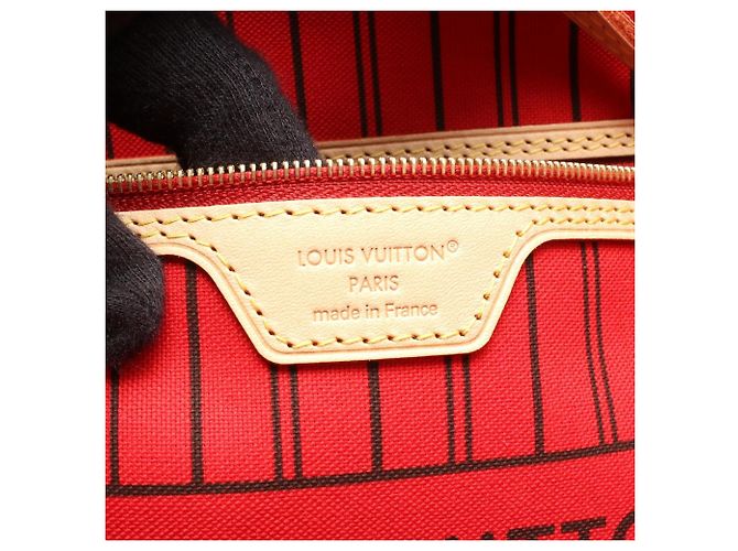Borsa Tote Louis Vuitton Neverfull MM Marrone Fuschia - vista 4