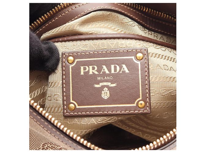 Borsa a tracolla in jacquard con logo Prada Marrone Beige - vista 4