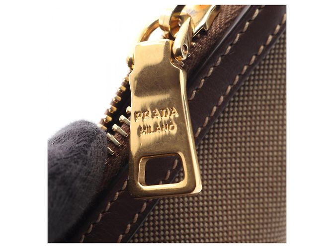 Borsa a tracolla in jacquard con logo Prada Marrone Beige - vista 9