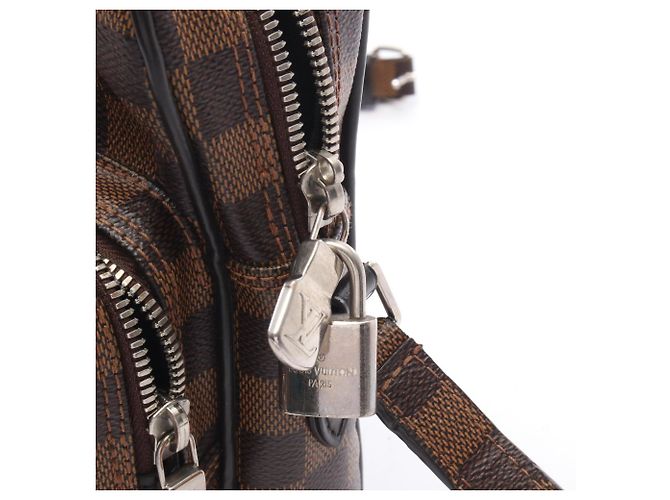 Borsa a tracolla Louis Vuitton Amazon Damier Savannah Chapman Brothers Marrone Nero Multicolore - vista 13