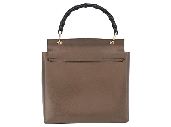 Gucci Vintage Bamboo Handle Leather Small Marrone - vista 2