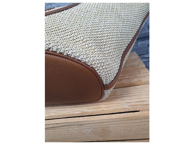 Borsa a tracolla Louis Vuitton Saint Jacques in pelle e rafia Marrone Paglia - vista 11