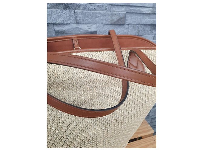 Borsa a tracolla Louis Vuitton Saint Jacques in pelle e rafia Marrone Paglia - vista 17