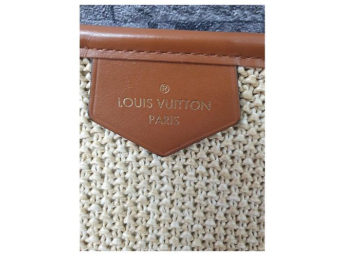 Borsa a tracolla Louis Vuitton Saint Jacques in pelle e rafia Marrone Paglia - vista 2