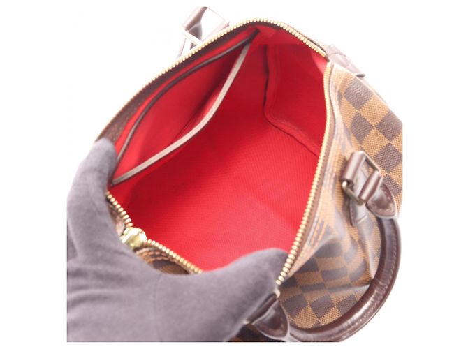 Borsa Louis Vuitton Speedy 25 Damier Ebene Marrone - vista 3