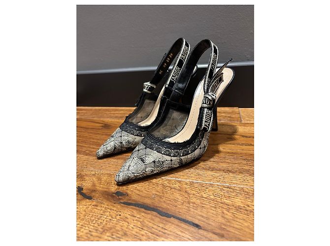 Décolleté J'Adior Slingback Dior in pizzo nero Grigio - vista 10