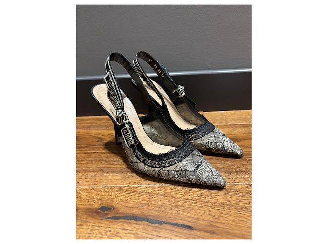 Décolleté J'Adior Slingback Dior in pizzo nero Grigio - vista 2