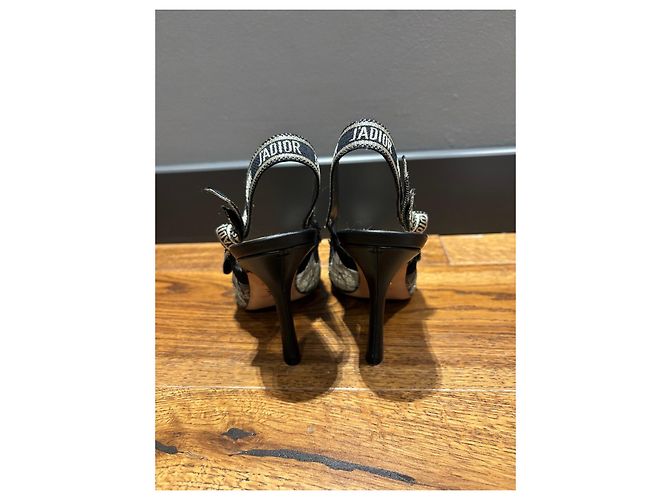 Décolleté J'Adior Slingback Dior in pizzo nero Grigio - vista 8