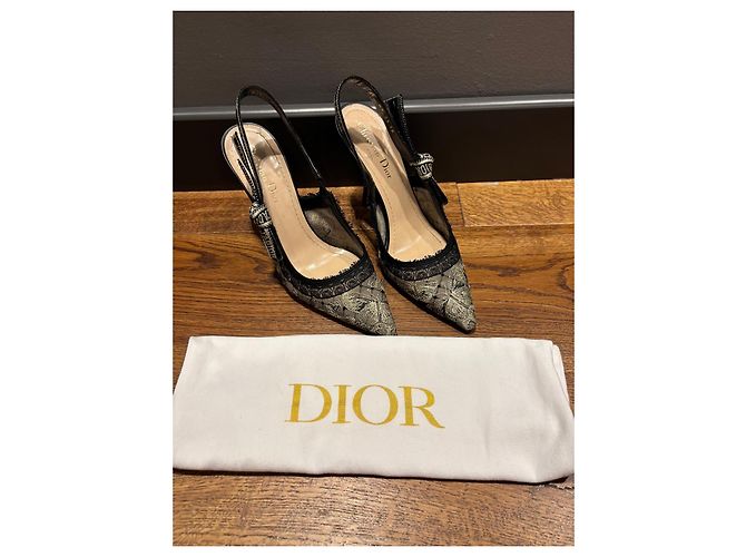 Décolleté J'Adior Slingback Dior in pizzo nero Grigio - vista 9