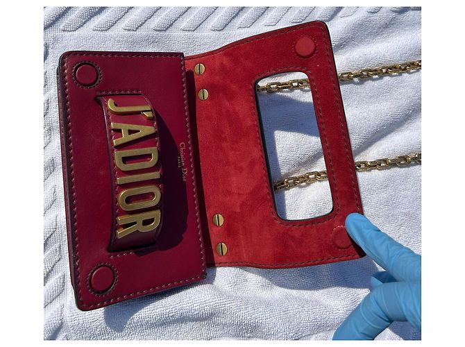 Dior Borsa J'Adior con patta in pelle rossa Bordò - vista 3