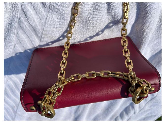 Dior Borsa J'Adior con patta in pelle rossa Bordò - vista 4
