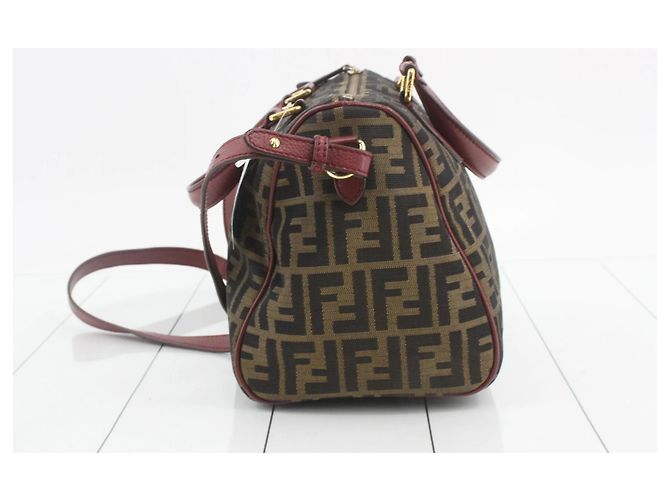Fendi Vintage Bauletto Zucca Canvas Medium Bordò - vista 3