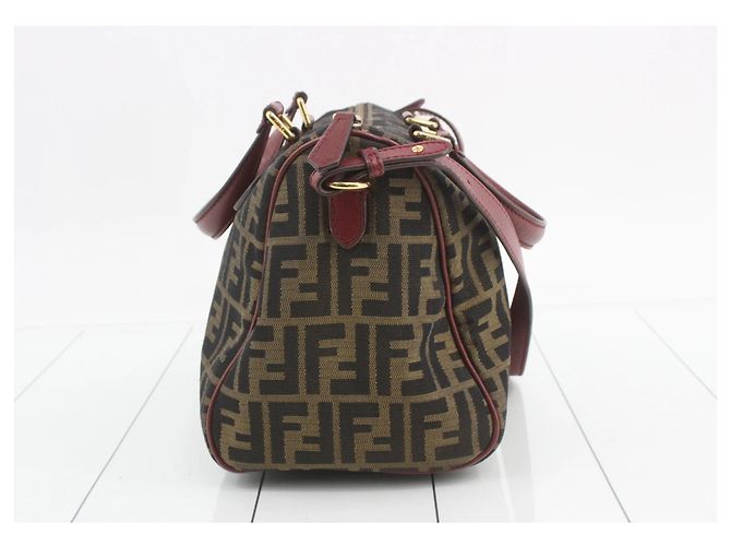 Fendi Vintage Bauletto Zucca Canvas Medium Bordò - vista 4