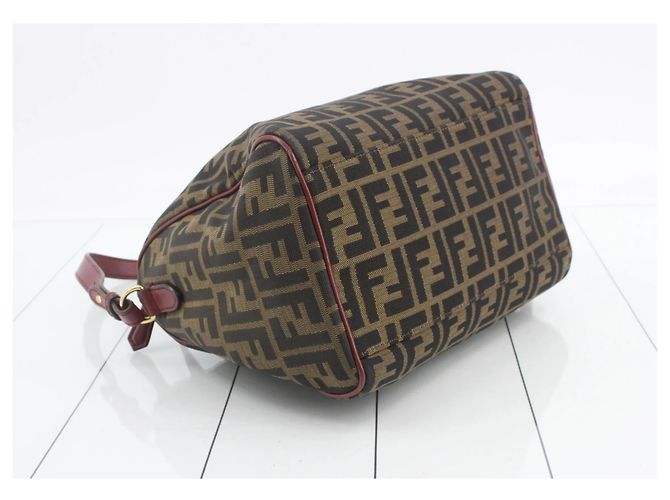 Fendi Vintage Bauletto Zucca Canvas Medium Bordò - vista 5