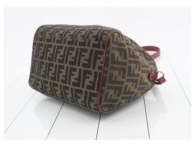 Fendi Vintage Bauletto Zucca Canvas Medium Bordò - vista 6