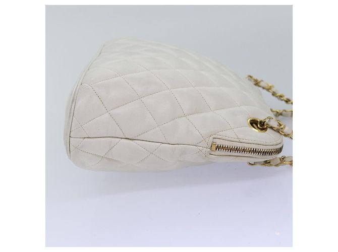 Chanel Vintage Zip Chain Matelassé Caviar Medium Bianco - vista 4