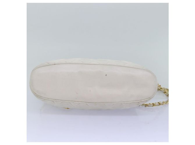 Chanel Vintage Zip Chain Matelassé Caviar Medium Bianco - vista 5