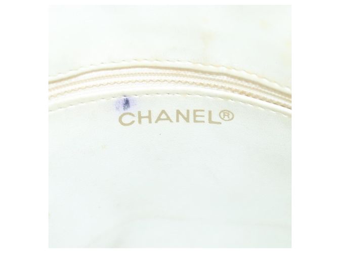 Chanel Vintage Zip Chain Matelassé Caviar Medium Bianco - vista 7