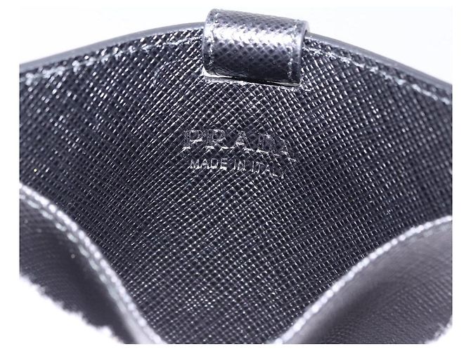 Saffiano PRADA Card Case Safiano leather Black Silver 2MC122 Auth BA14392A Silvery - view 10