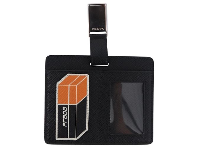 Saffiano PRADA Card Case Safiano leather Black Silver 2MC122 Auth BA14392A Silvery - view 13