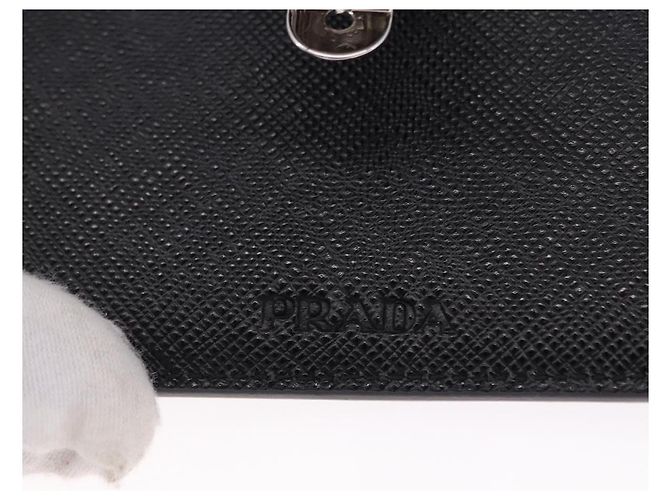 Saffiano PRADA Card Case Safiano leather Black Silver 2MC122 Auth BA14392A Silvery - view 17