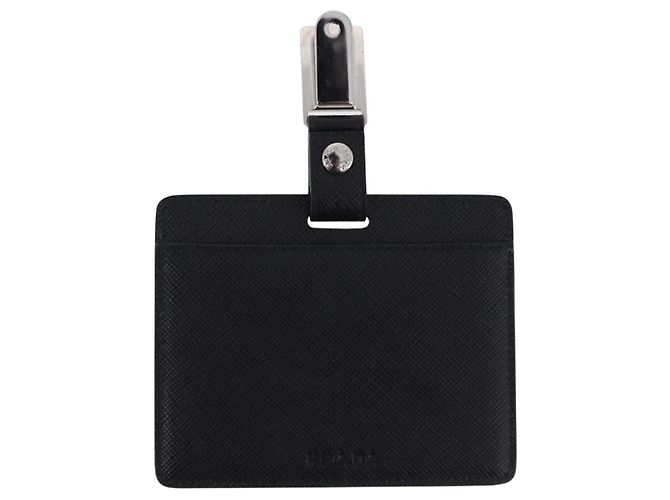 Saffiano PRADA Card Case Safiano leather Black Silver 2MC122 Auth BA14392A Silvery - view 2