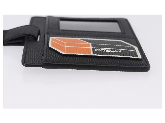 Saffiano PRADA Card Case Safiano leather Black Silver 2MC122 Auth BA14392A Silvery - view 4
