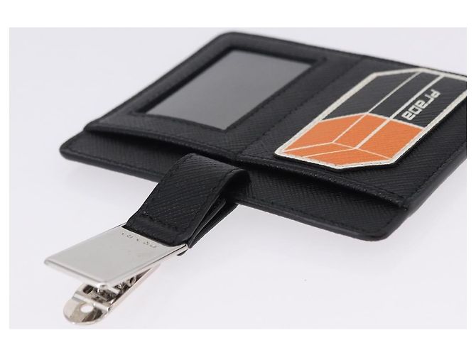 Saffiano PRADA Card Case Safiano leather Black Silver 2MC122 Auth BA14392A Silvery - view 5