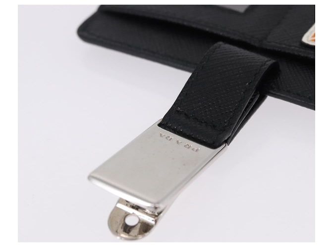 Saffiano PRADA Card Case Safiano leather Black Silver 2MC122 Auth BA14392A Silvery - view 6