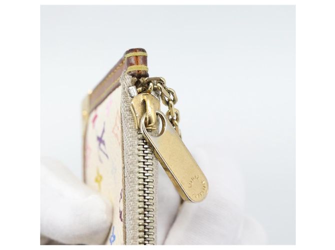 LOUIS VUITTON Monogram Multicolor Pochette Cles White M92655 LV Auth 192941 Bianco - vista 9