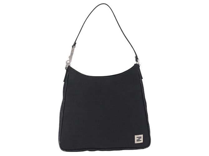 Borsa a tracolla FENDI Zucchino Canvas Nera Argento 8BR169 Auth 192840 Nero - vista 13