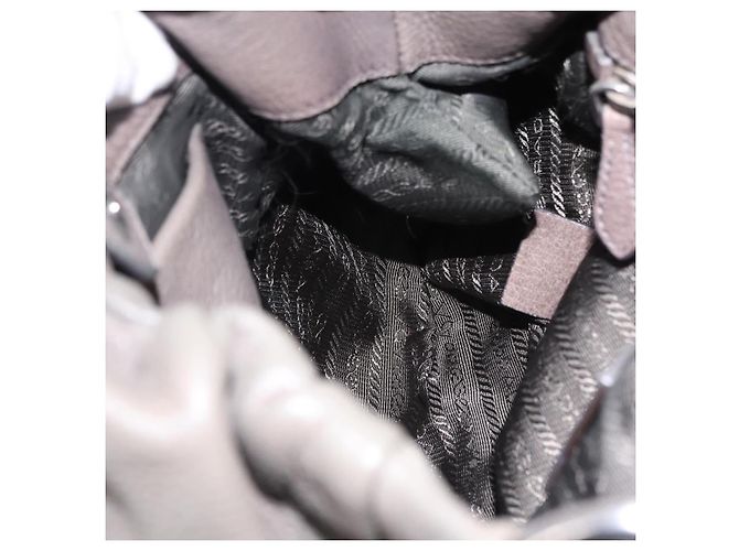 Bolso de hombro PRADA de cuero gris plata Auth 192752A Castaño - vista 21
