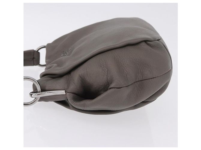 Bolso de hombro PRADA de cuero gris plata Auth 192752A Castaño - vista 4