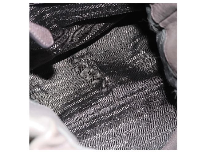 Bolso de hombro PRADA de cuero gris plata Auth 192752A Castaño - vista 9
