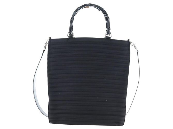 Borsa a mano GUCCI Bamboo Canvas 2way Nero Argento 002 1998 0353 Auth ep15105 - vista 13