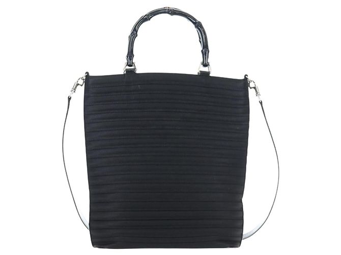 Borsa a mano GUCCI Bamboo Canvas 2way Nero Argento 002 1998 0353 Auth ep15105 - vista 2
